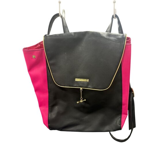 Juicy Couture Pink & Black Backpack With Logo Lining & Gold Accents - Picture 10 of 10